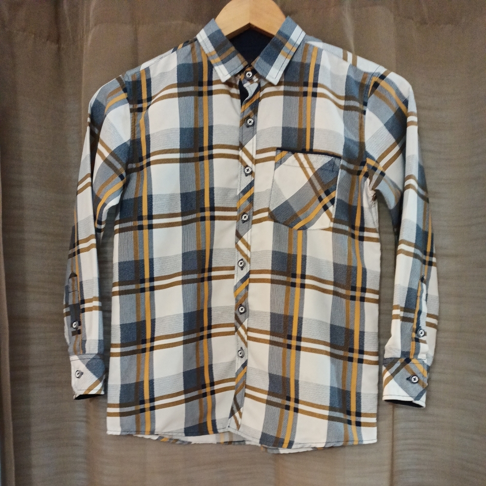 Boys Nomad Plaid Button-up Dress Shirt With Pocket Size 8